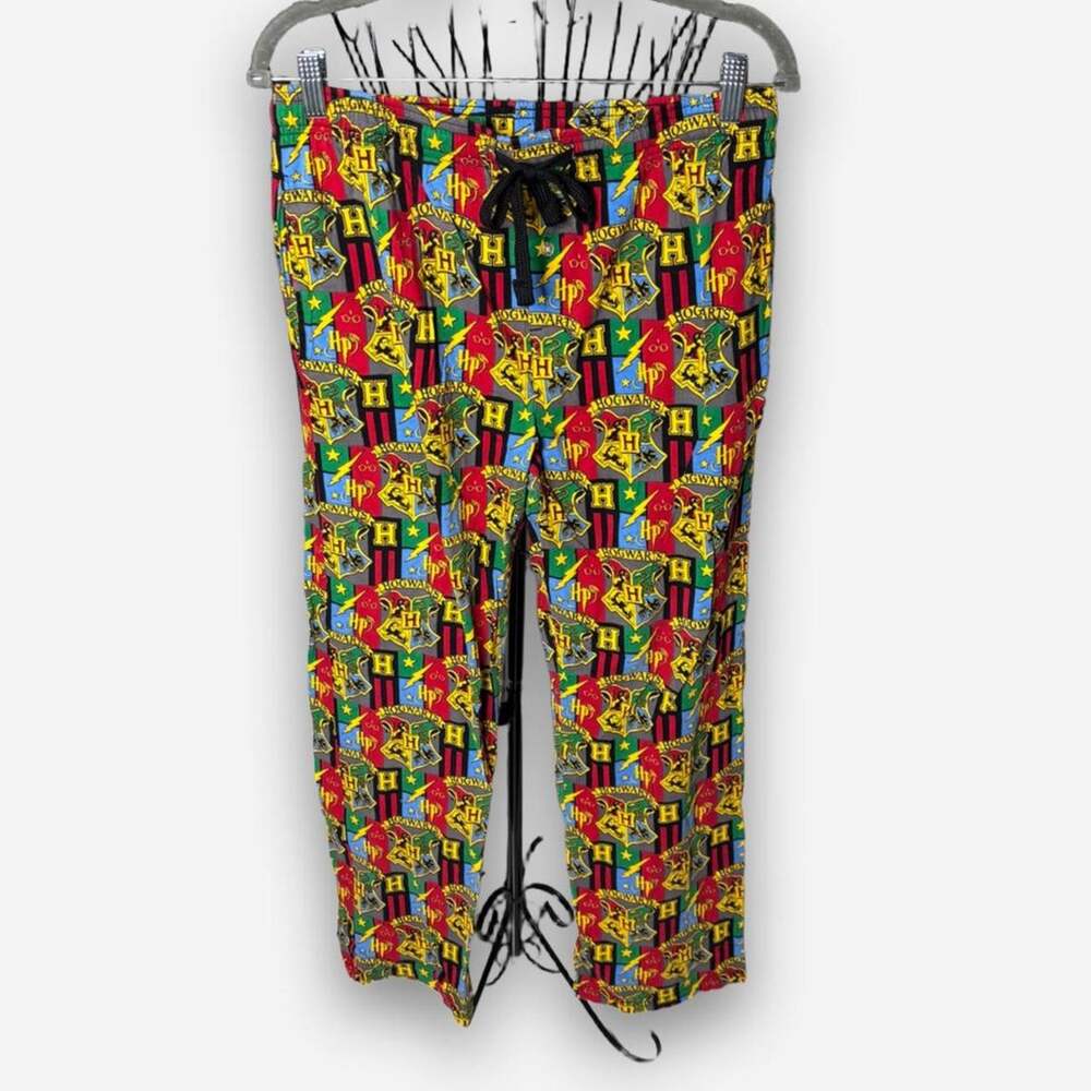 Harry Potter Hogwarts House Crest Pajama Pants Medium All Over Print Cotton